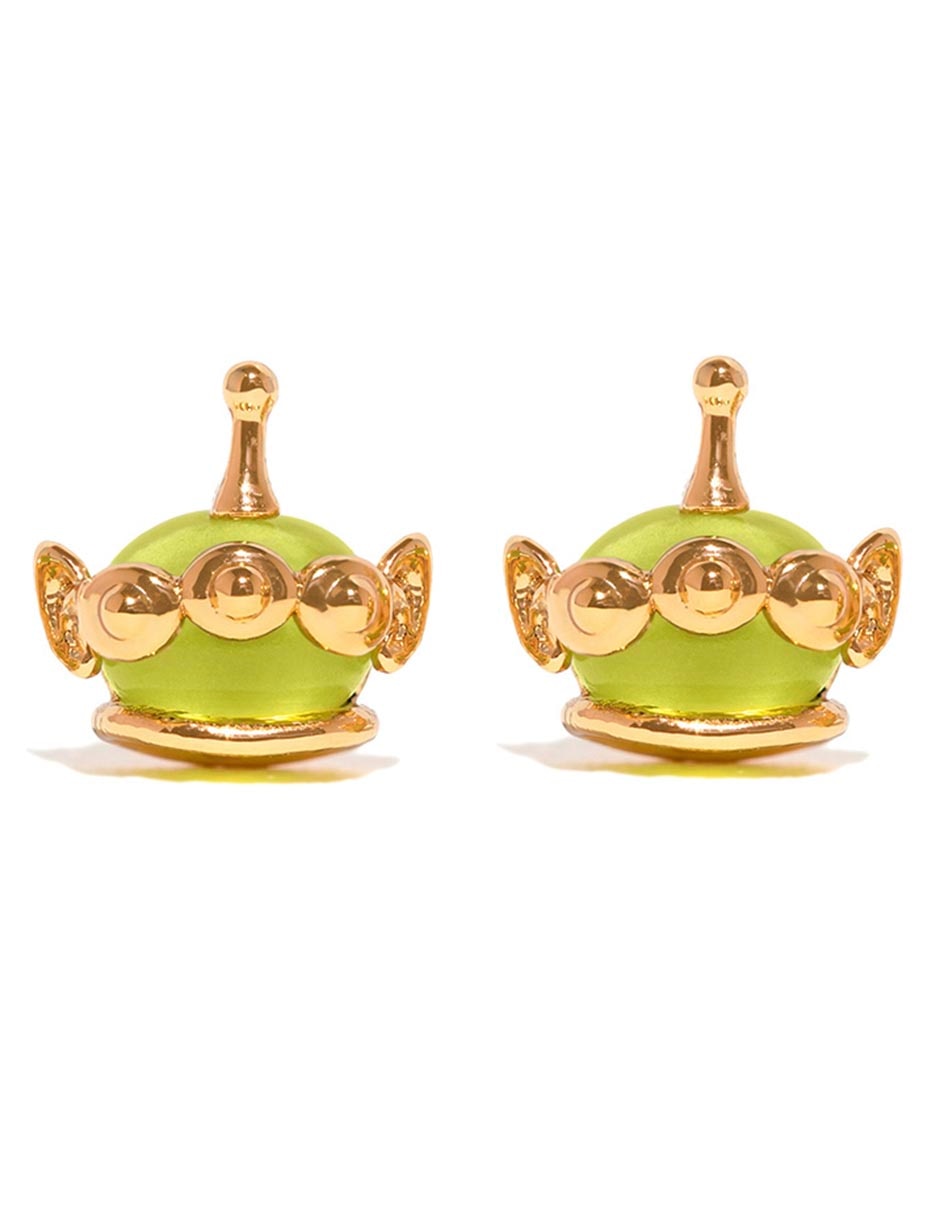 Aretes de alien Toy Story 18 K con acabado chapa de oro
