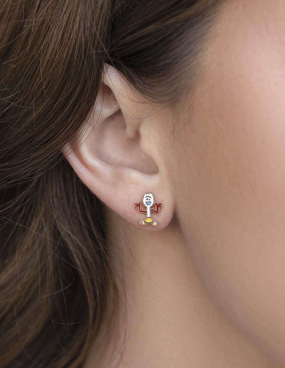 Aretes Forky 18 K con acabado chapa de oro 2