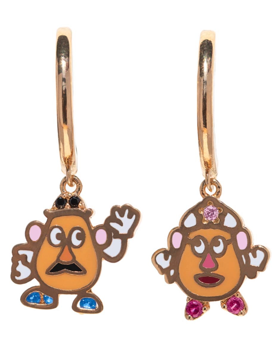 Aretes Señor y señora cara de papa 18 K con acabado chapa de oro Aretes Señor y señora cara de papa 18 K con acabado chapa de oro