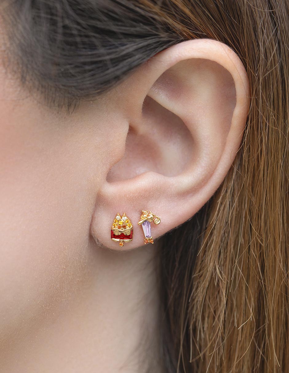 Set de aretes Inside Out 18 K con acabado chapa de oro 3