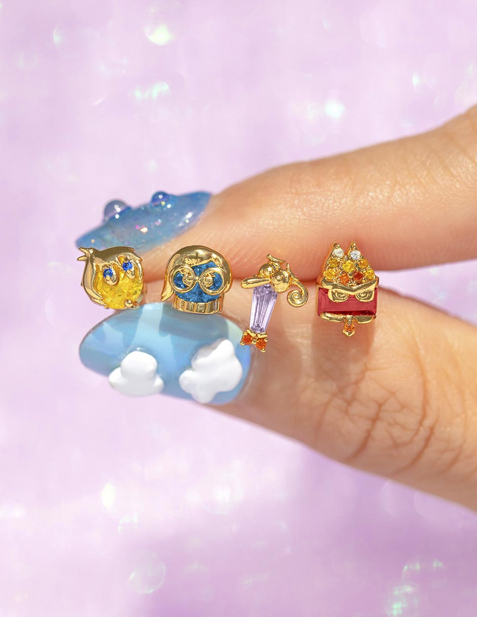 Set de aretes Inside Out 18 K con acabado chapa de oro 4