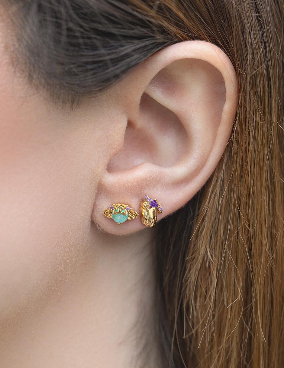 Aretes Inside Out 2 18 K con acabado chapa de oro 3