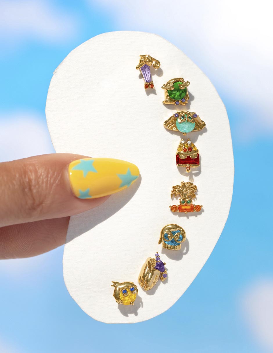 Aretes Inside Out 2 18 K con acabado chapa de oro 4