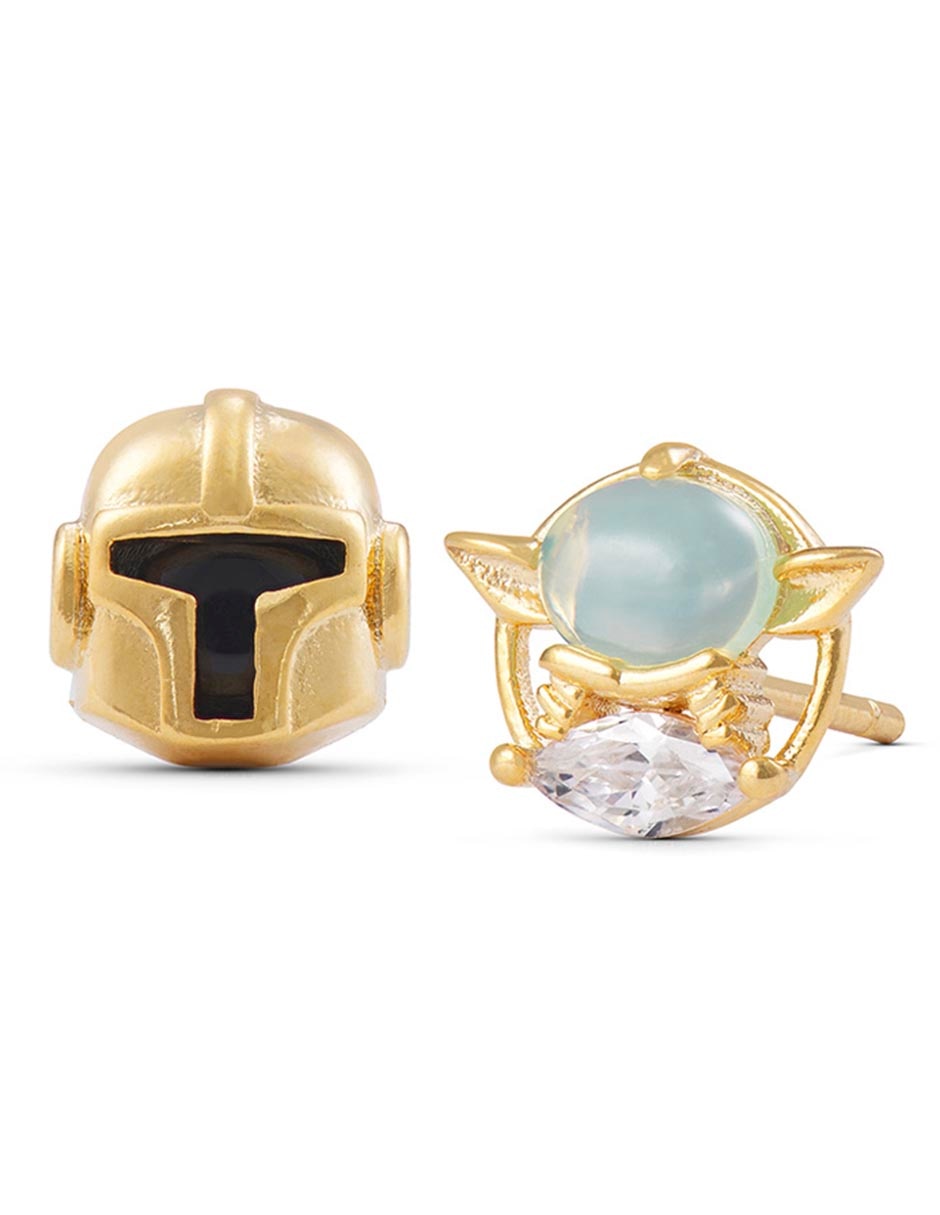 Aretes The Mandalorian & Grogu 18 K con acabado chapa de oro
