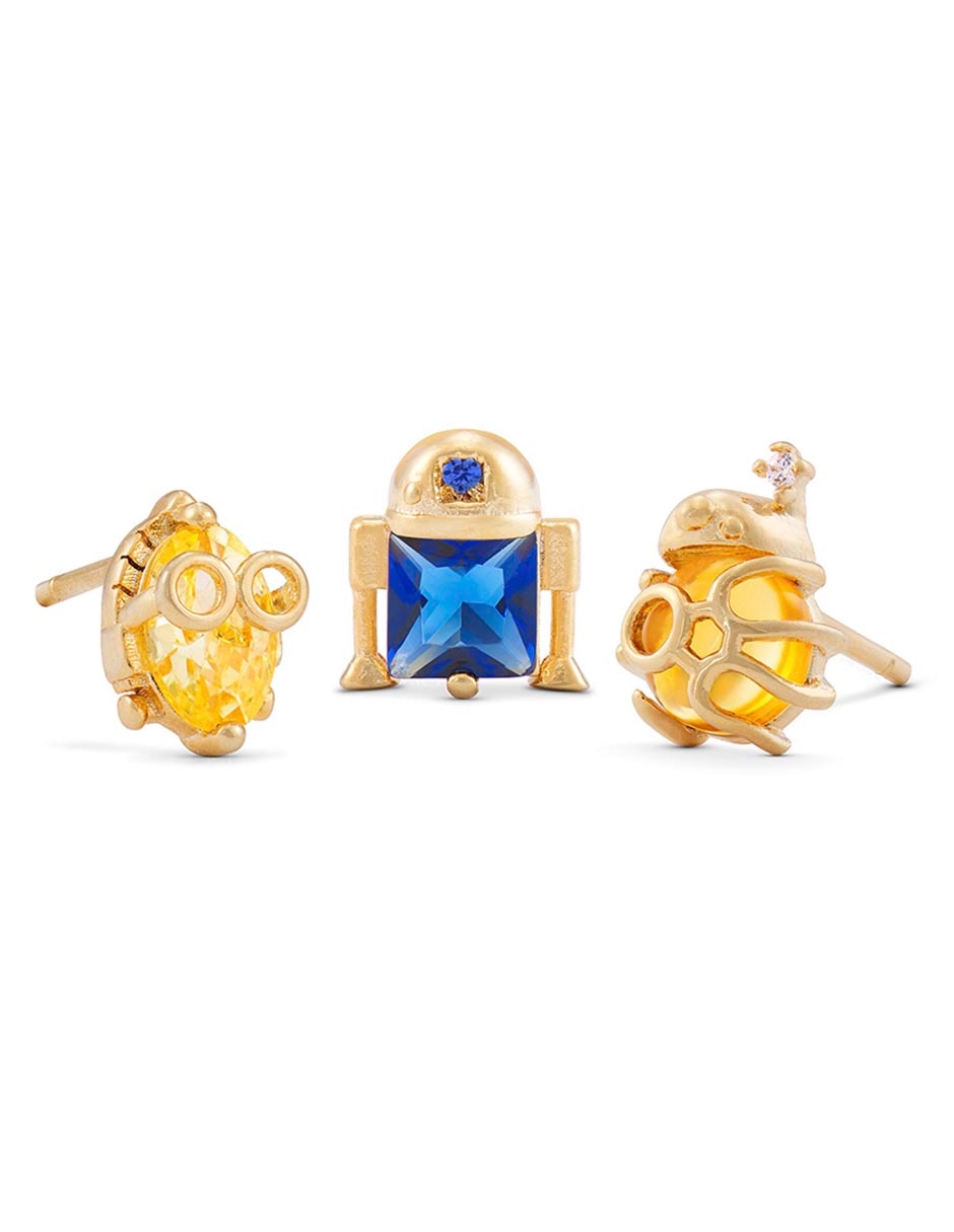 Aretes Star Wars 18 K con acabado chapa de oro