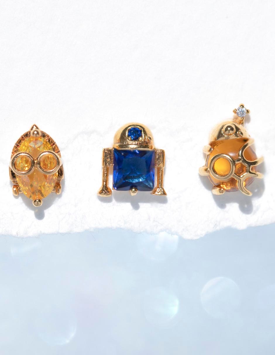 Aretes Star Wars 18 K con acabado chapa de oro 4