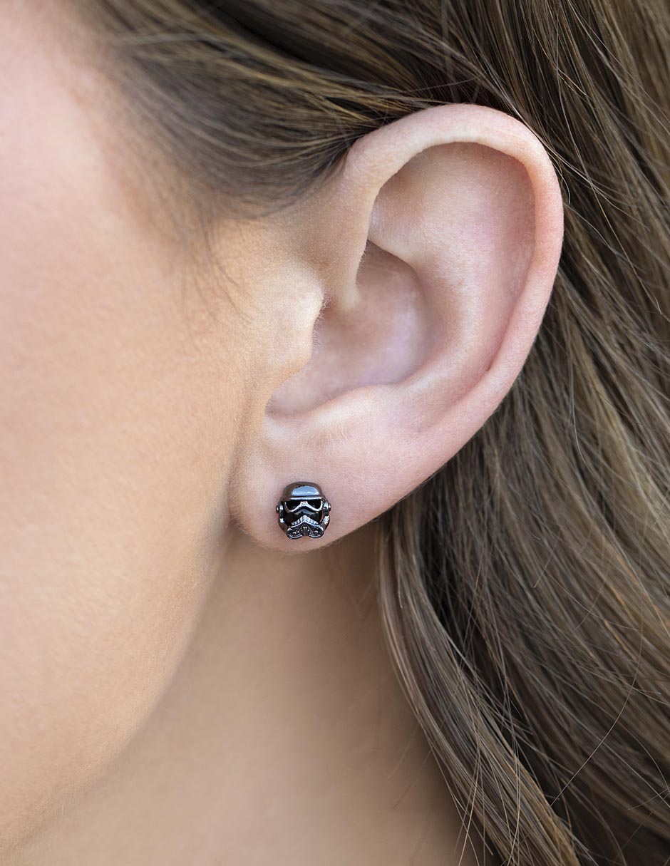 Aretes Stormtrooper de plata con acabado chapa de plata 2