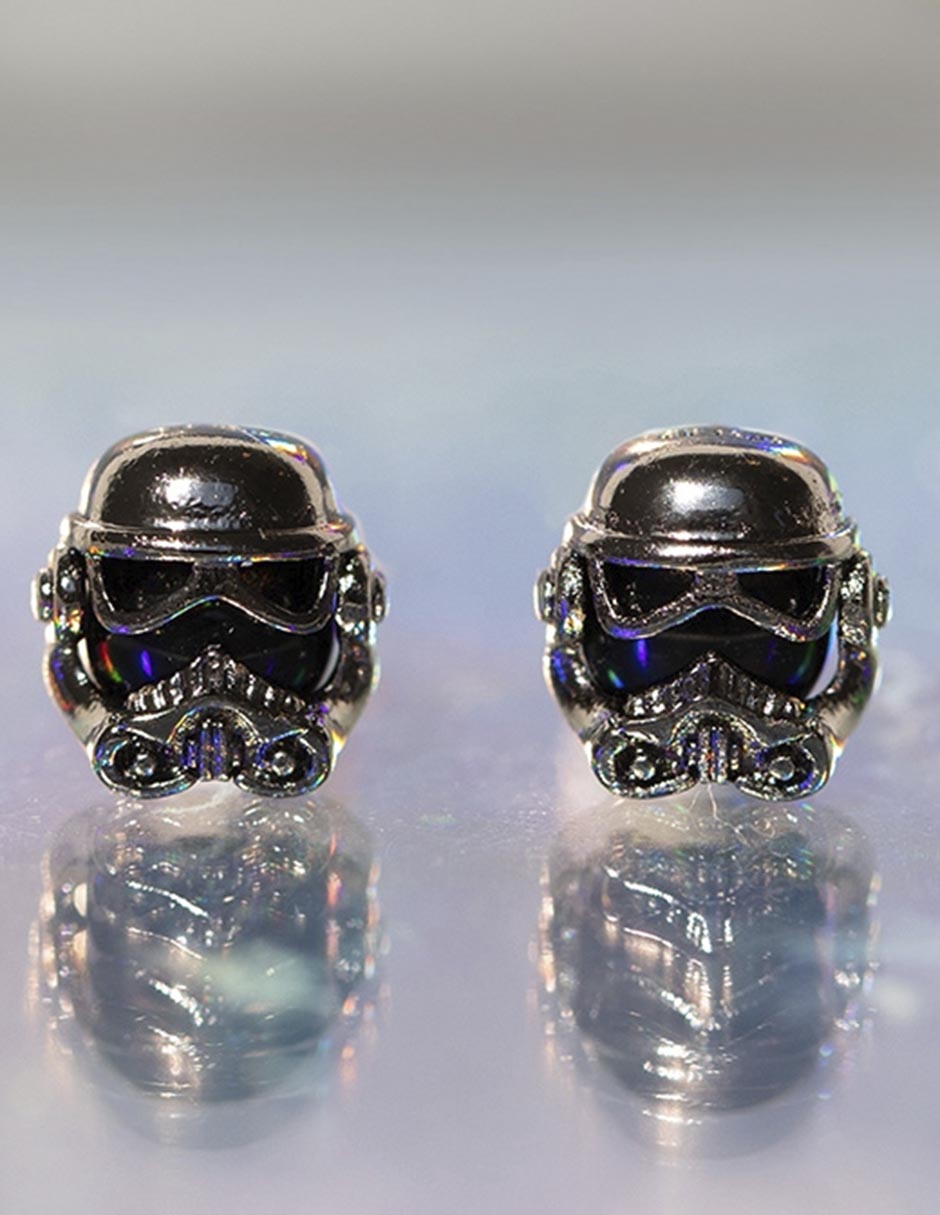 Aretes Stormtrooper de plata con acabado chapa de plata 3