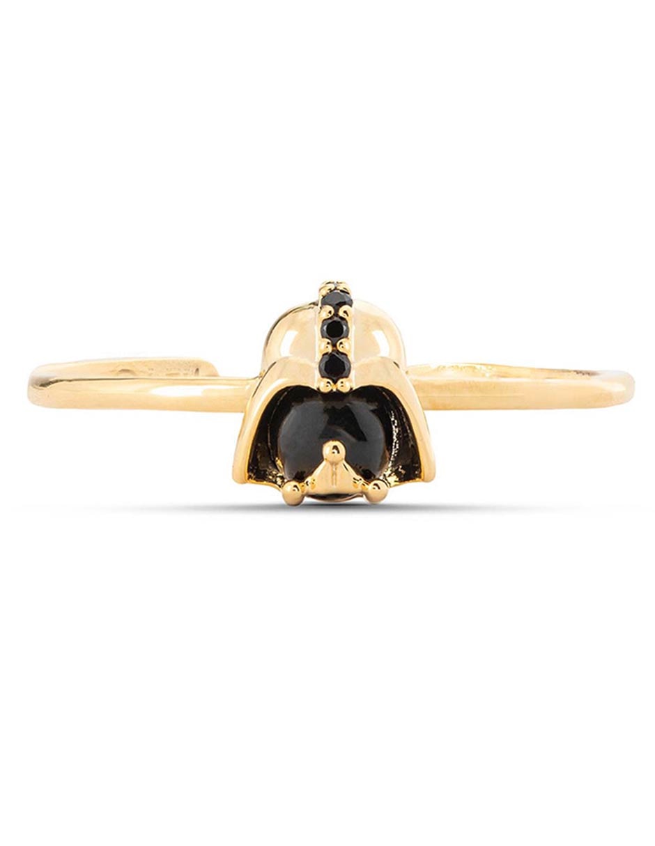 Anillo redondo Star Wars Darth Vader 18 k zirconia cúbica chapa de oro Anillo redondo Star Wars Darth Vader 18 k zirconia cúbica chapa de oro