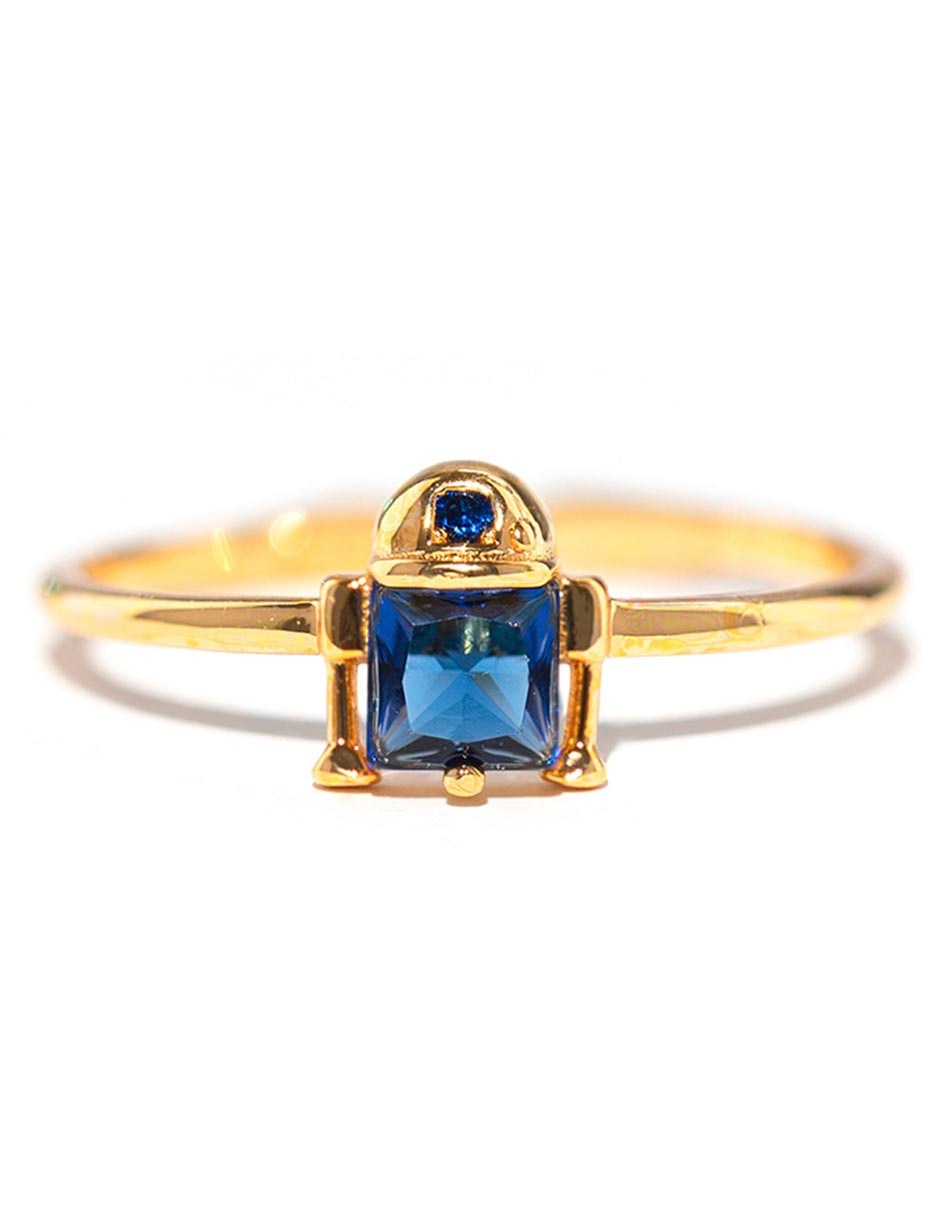 Anillo redondo Star Wars R2-D2 18 k zirconia cúbica chapa de oro Anillo redondo Star Wars R2-D2 18 k zirconia cúbica chapa de oro