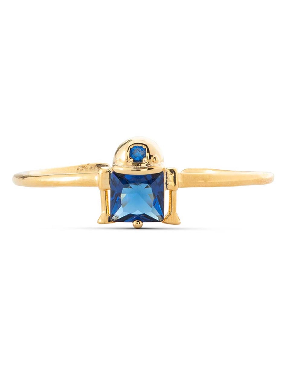 Anillo redondo Star Wars R2-D2 18 k zirconia cúbica chapa de oro 3