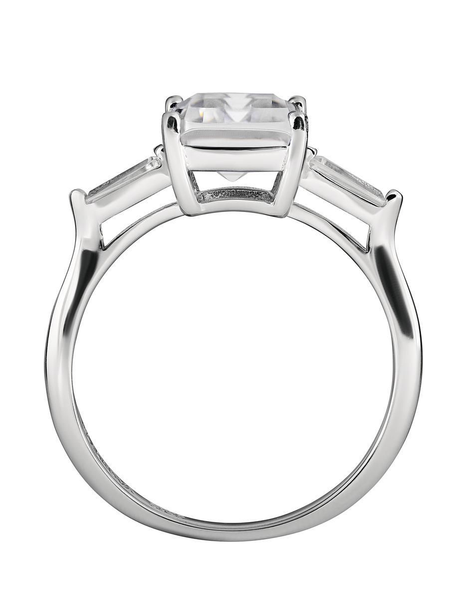 Anillo cuadrada P 925 de plata zirconia brillante
