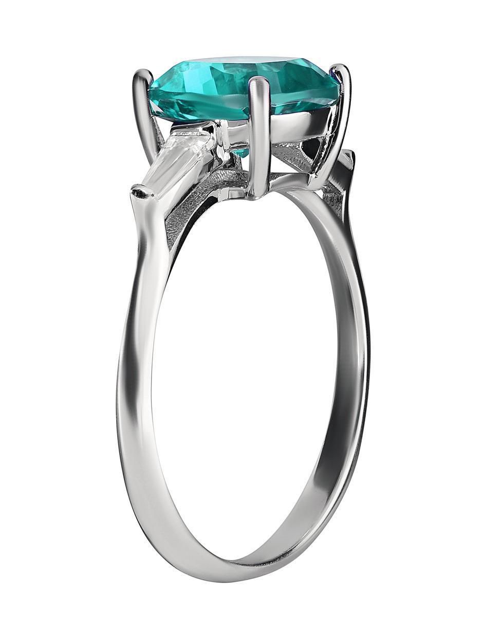 Anillo cuadrada P 925 de plata turmalina brillante 5