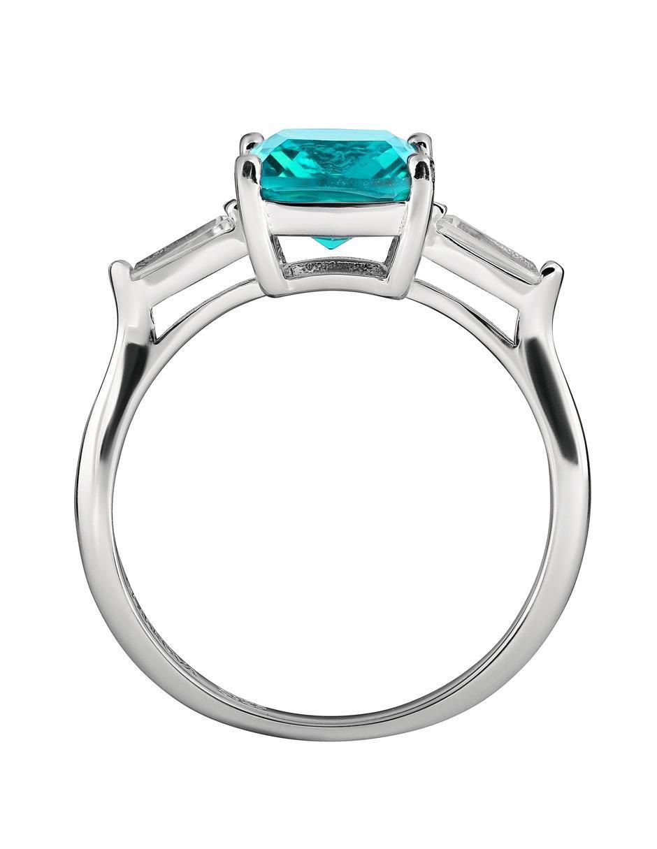 Anillo cuadrada P 925 de plata turmalina brillante
