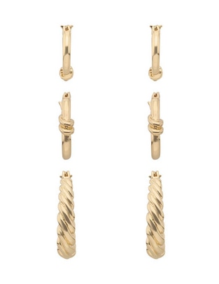 Set de aretes redondos con acabado brillante