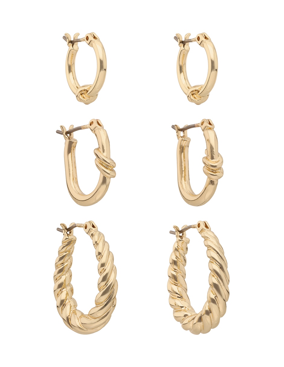 Set de aretes redondos con acabado brillante 2