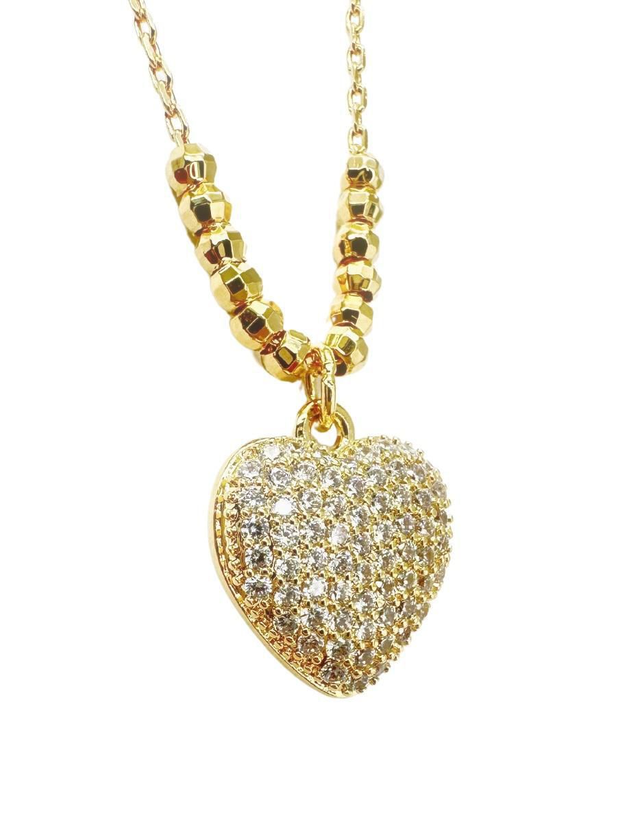 Aretes y collar de corazón Aurore 18 k circonita 4