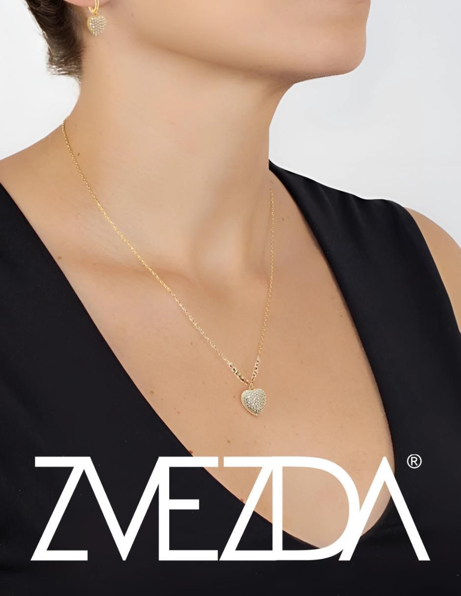 Aretes y collar de corazón Aurore 18 k circonita 5