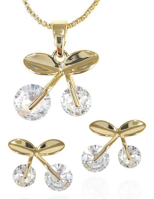 Aretes y collar 18 k zirconia