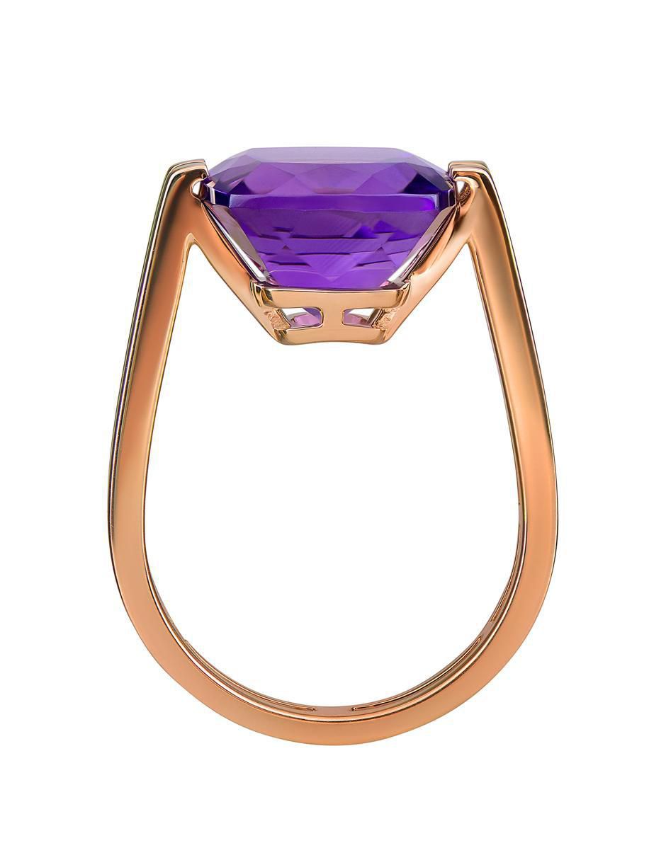 Anillo 14 k de oro amatista liso 3