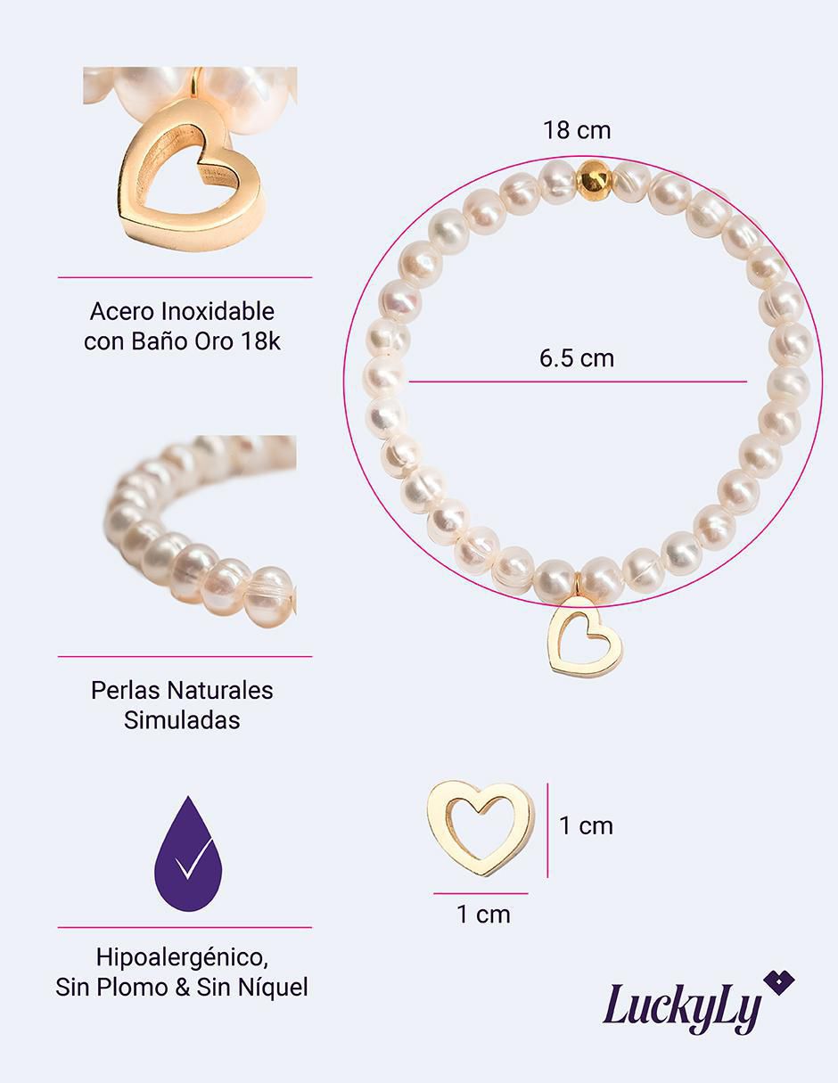 Kit de pulsera con perla con zirconia Grace + Jenny acabado baño de oro 18 K 14