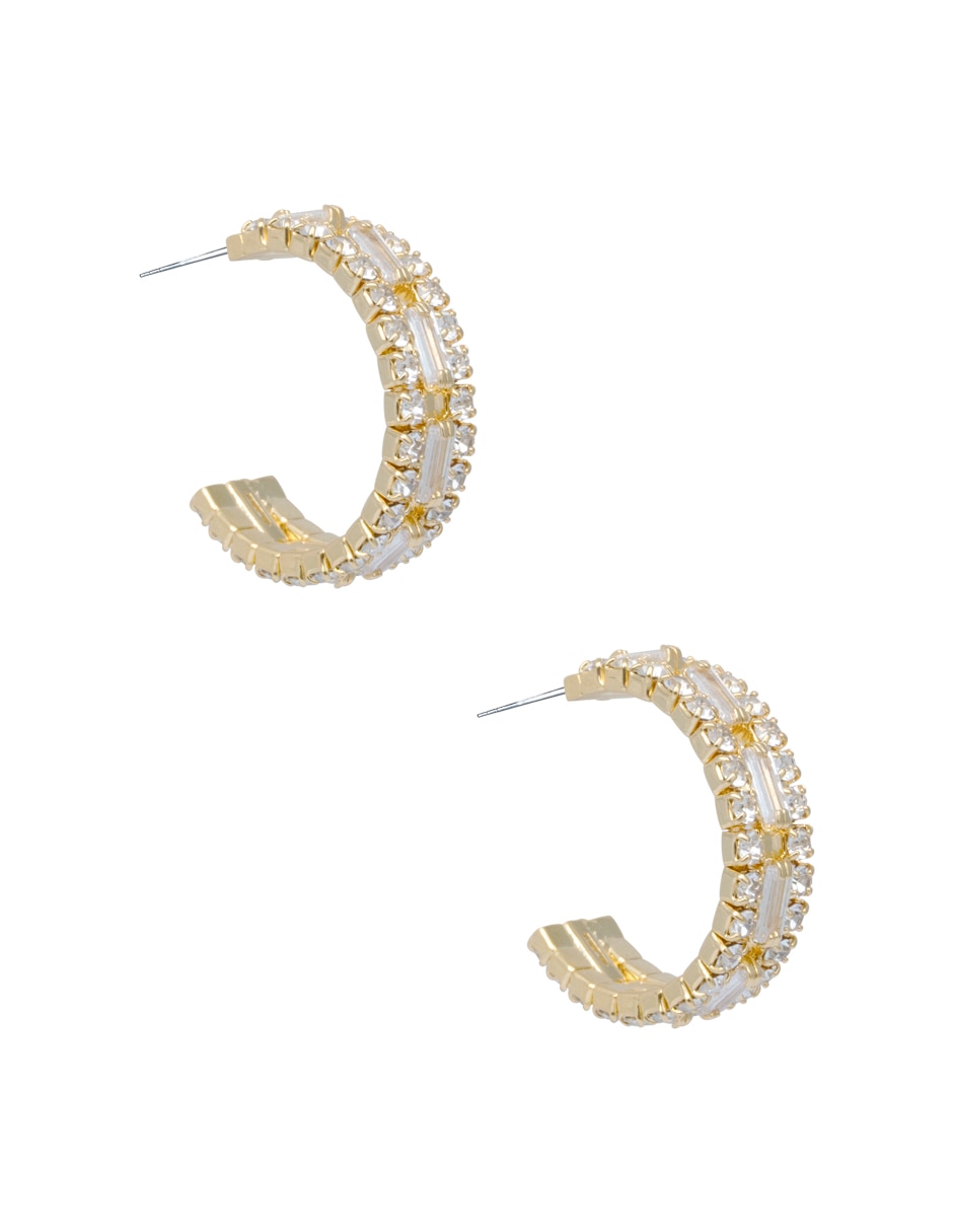 Arracadas de media luna Westies con acabado brillante zirconia
