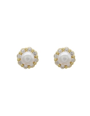 Broqueles de flor con acabado pavé perla