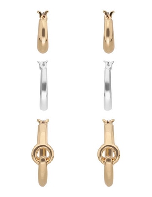 Set de aretes circulares con acabado liso