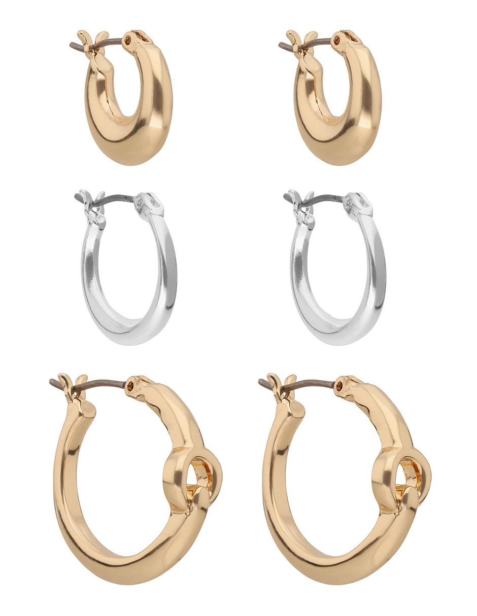 Set de aretes circulares con acabado liso 2