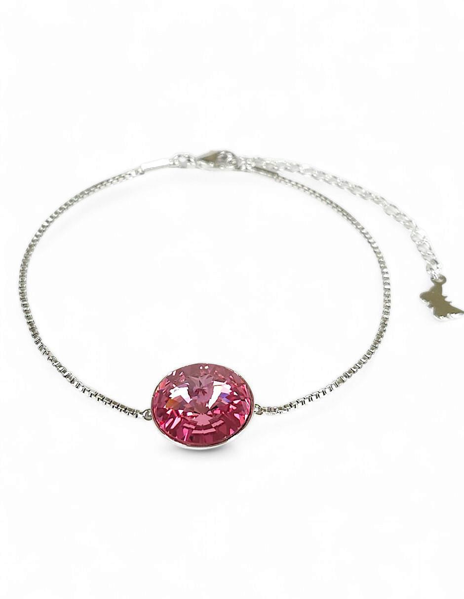 Pulsera con swarovski acabado baño de rodio