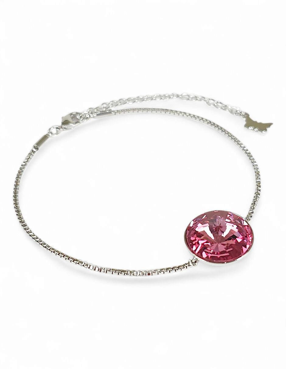 Pulsera con swarovski acabado baño de rodio