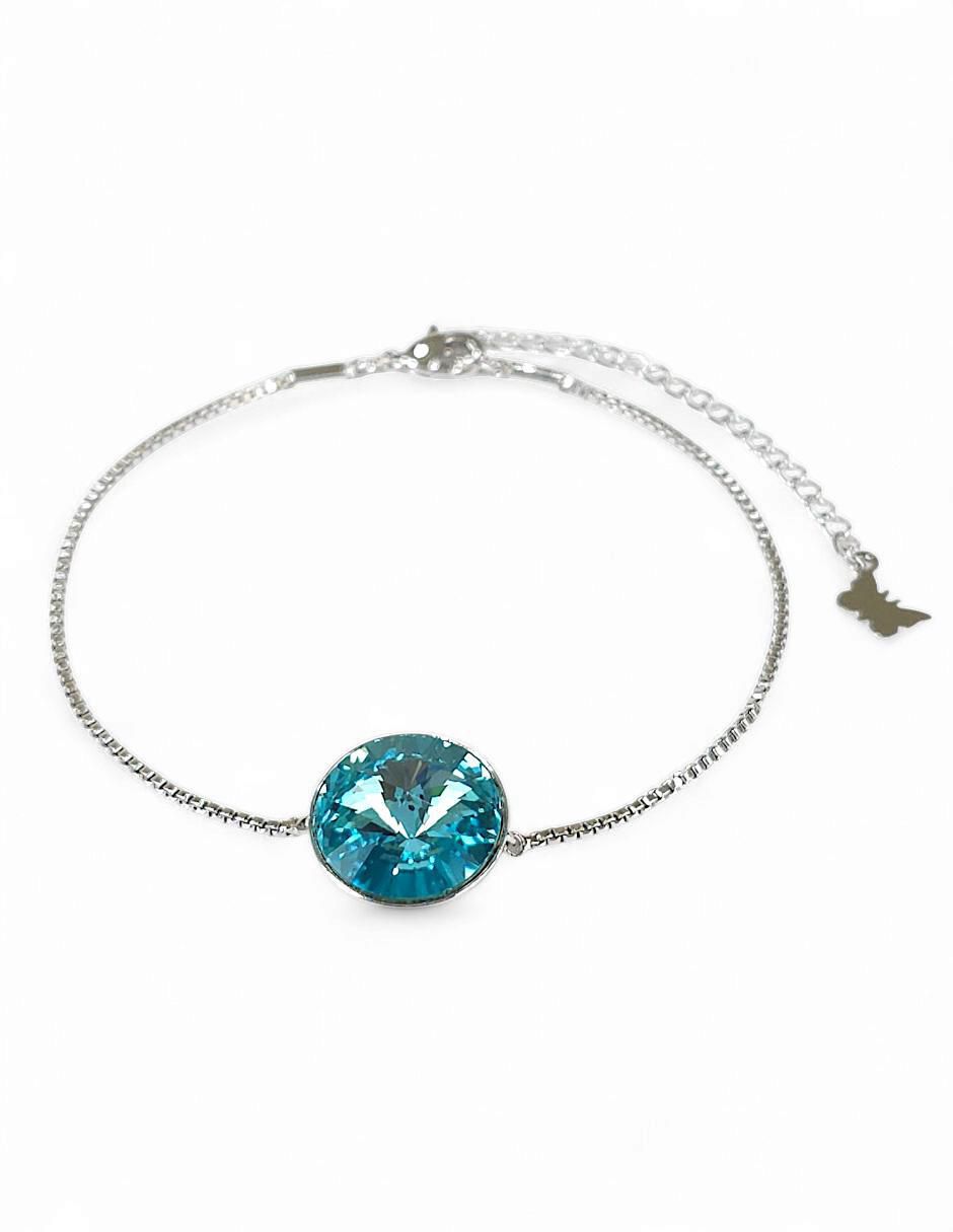 Pulsera con swarovski acabado baño de rodio
