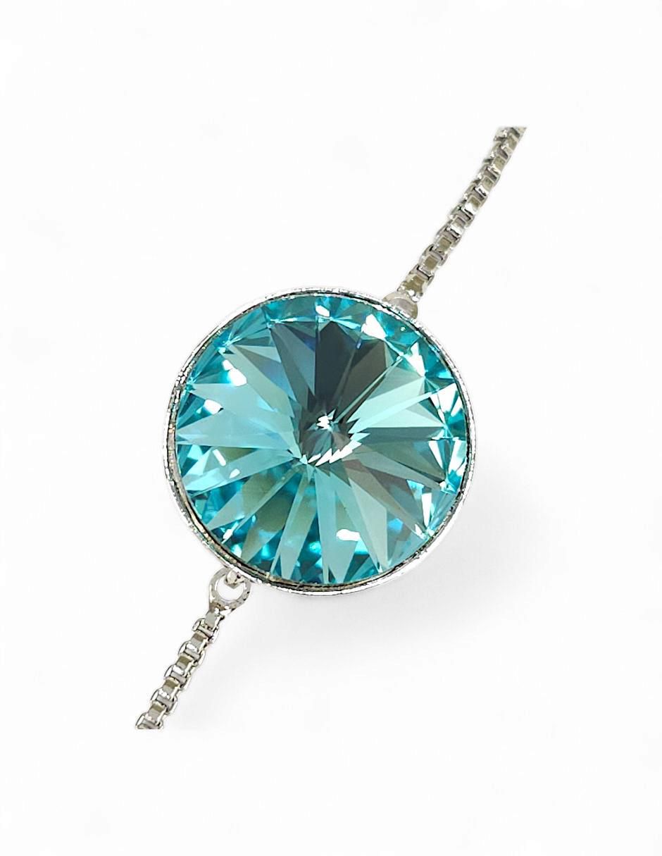 Pulsera con swarovski acabado baño de rodio 6