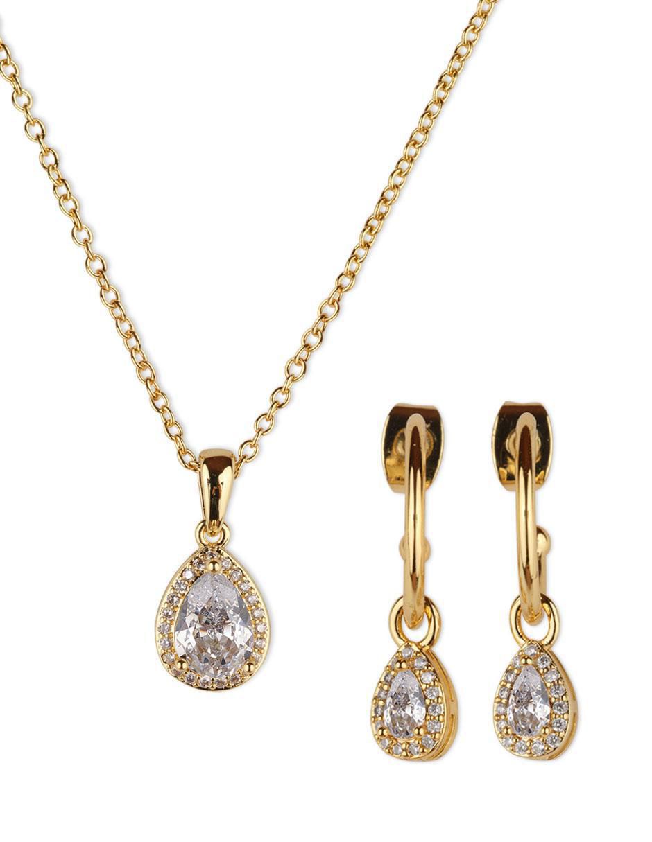 Set de collar y aretes Dory crl20n baño de oro 14 k zirconia cúbica