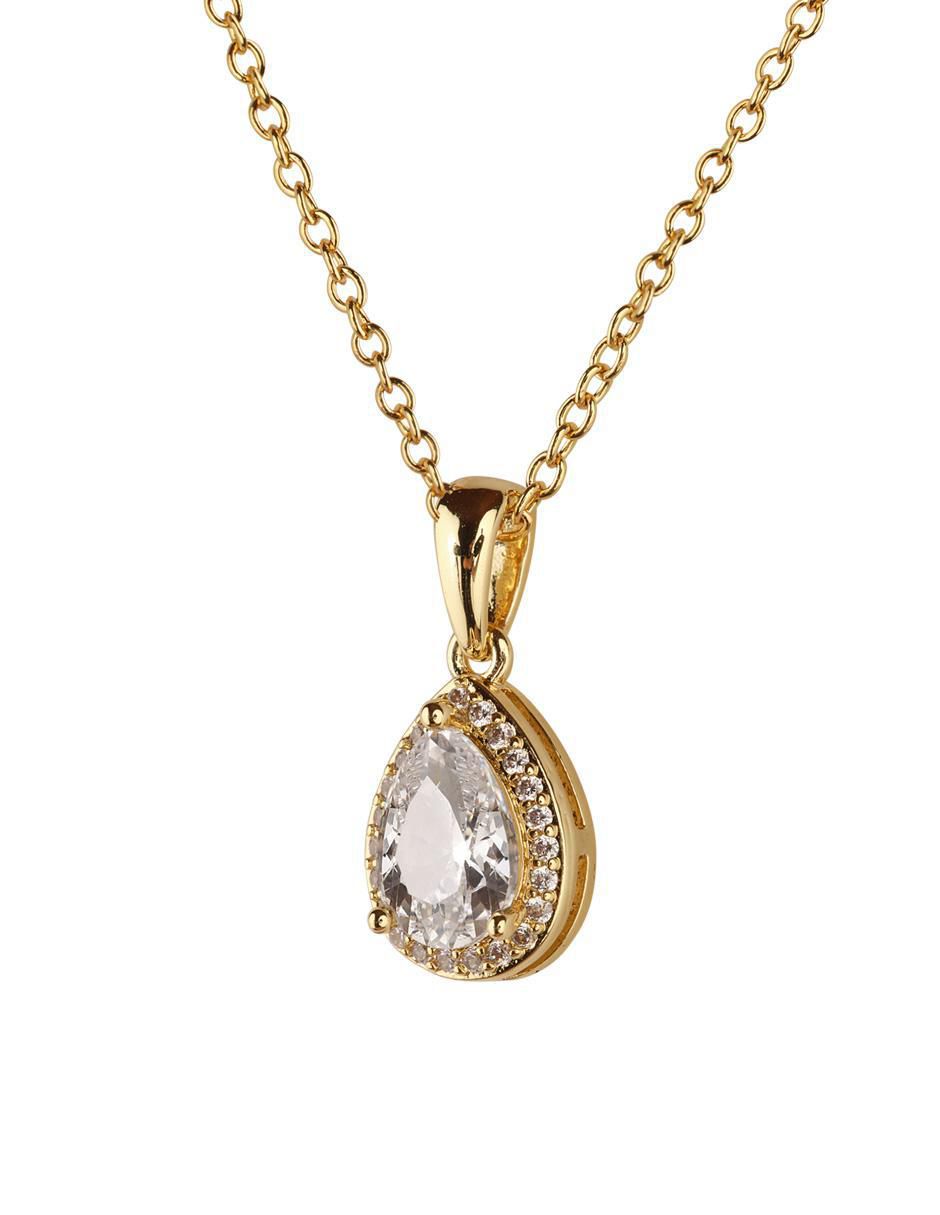 Set de collar y aretes Dory crl20n baño de oro 14 k zirconia cúbica 4