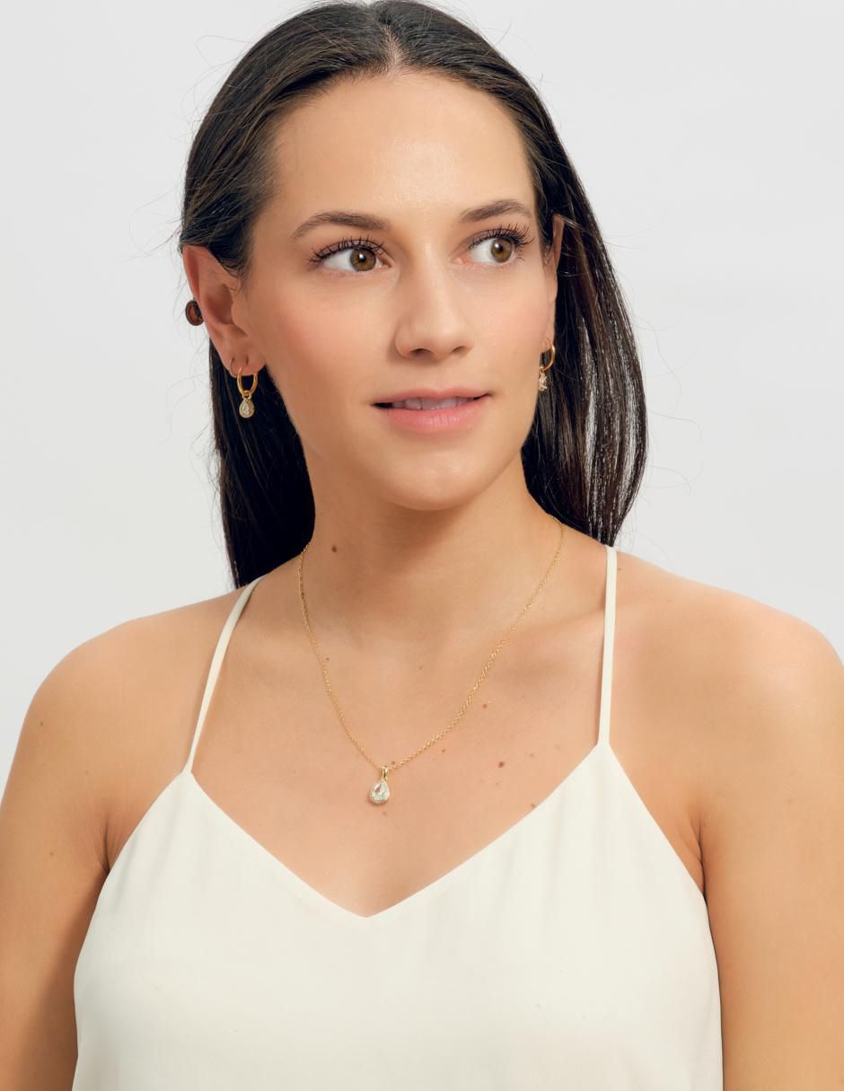 Set de collar y aretes Dory crl20n baño de oro 14 k zirconia cúbica 3