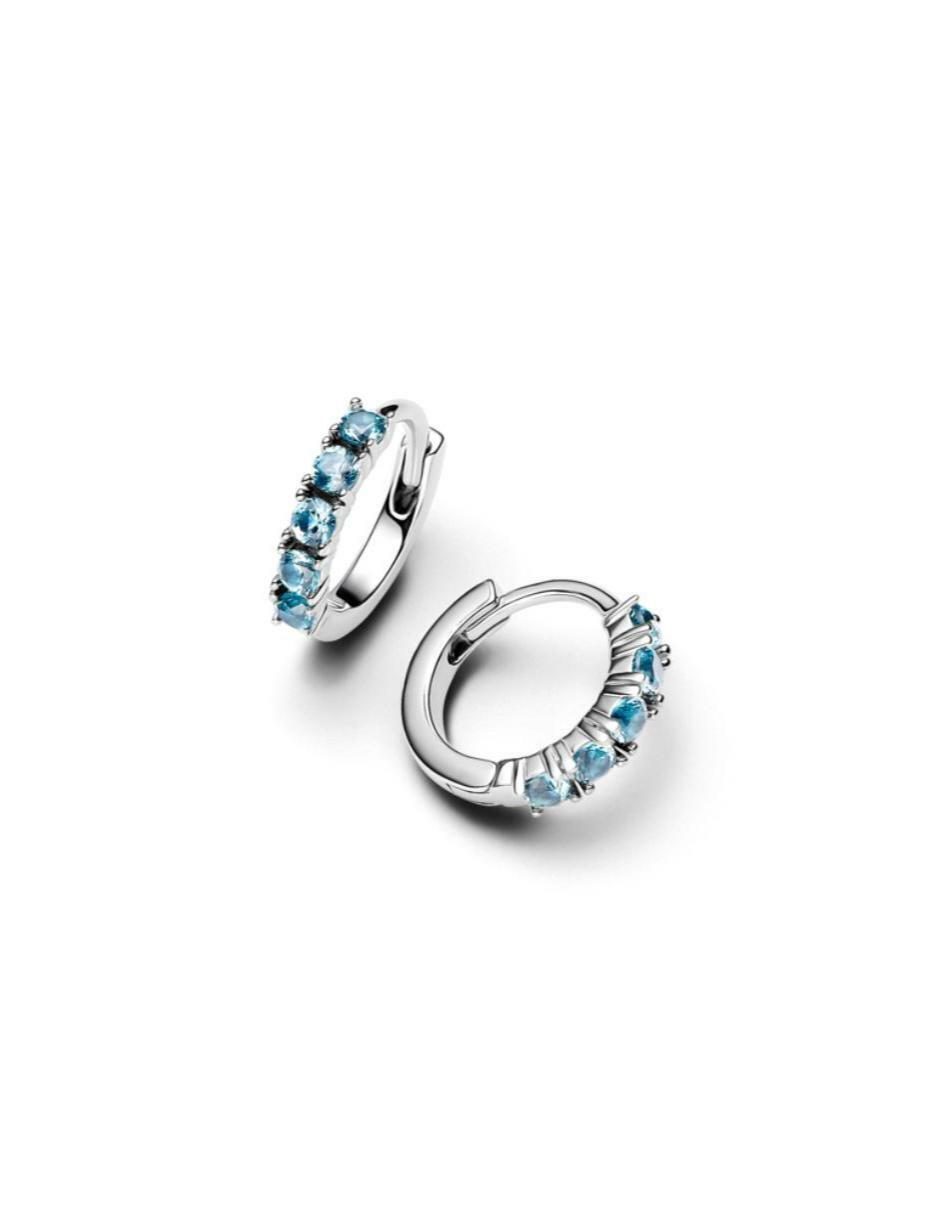 Aretes de aro Timeless de plata P 925 con acabado brillante cristal 2