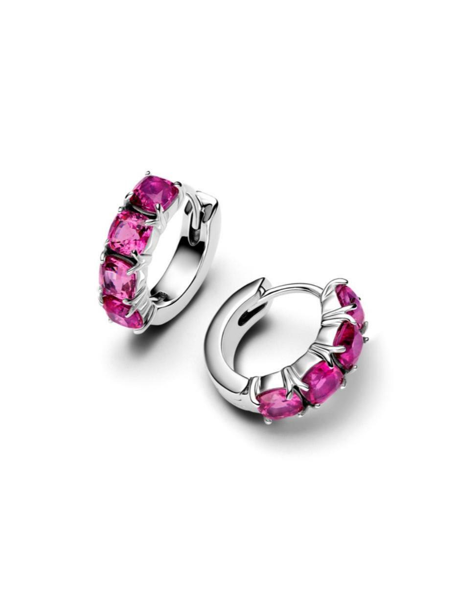 Aretes de aro Timeless de plata P 925 con acabado brillante cristal 2