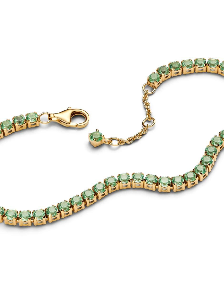 Brazalete de plata P 925 con cristal Timeless acabado baño de oro 2