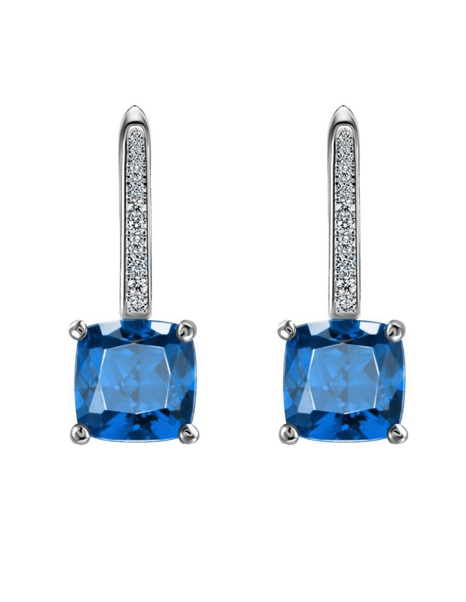 Aretes de aro de plata P 925 con acabado brillante zafiro Aretes de aro de plata P 925 con acabado brillante zafiro