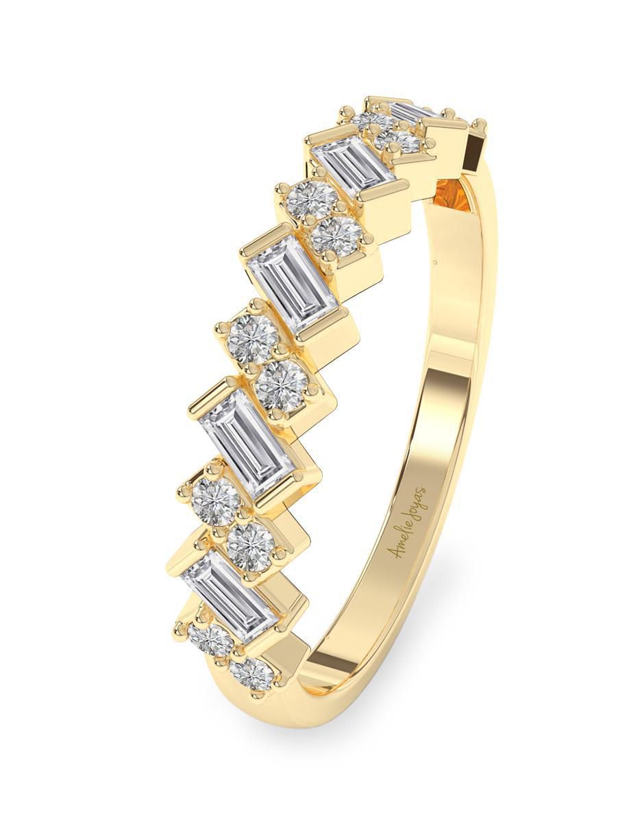 Anillo 14 k de oro zirconia pulido 5