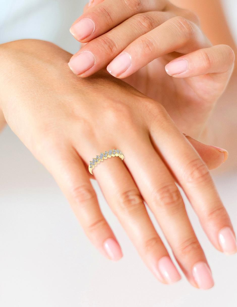 Anillo 14 k de oro zirconia pulido 6