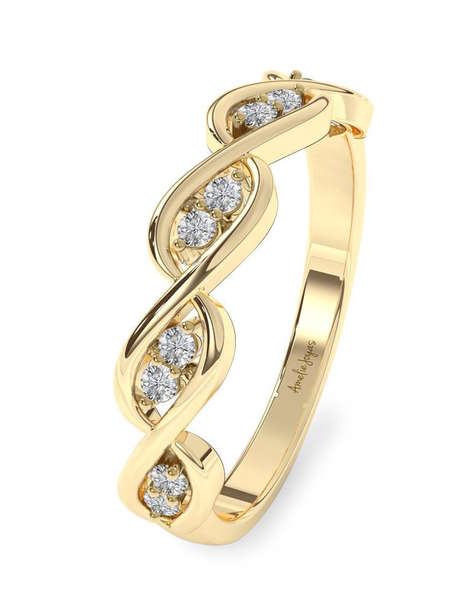Anillo 14 k de oro zirconia pulido 5