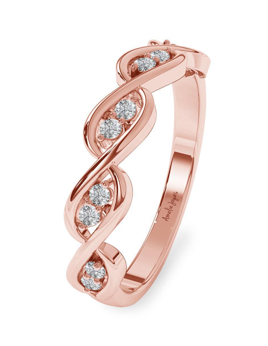 Anillo 14 k de oro zirconia pulido 5