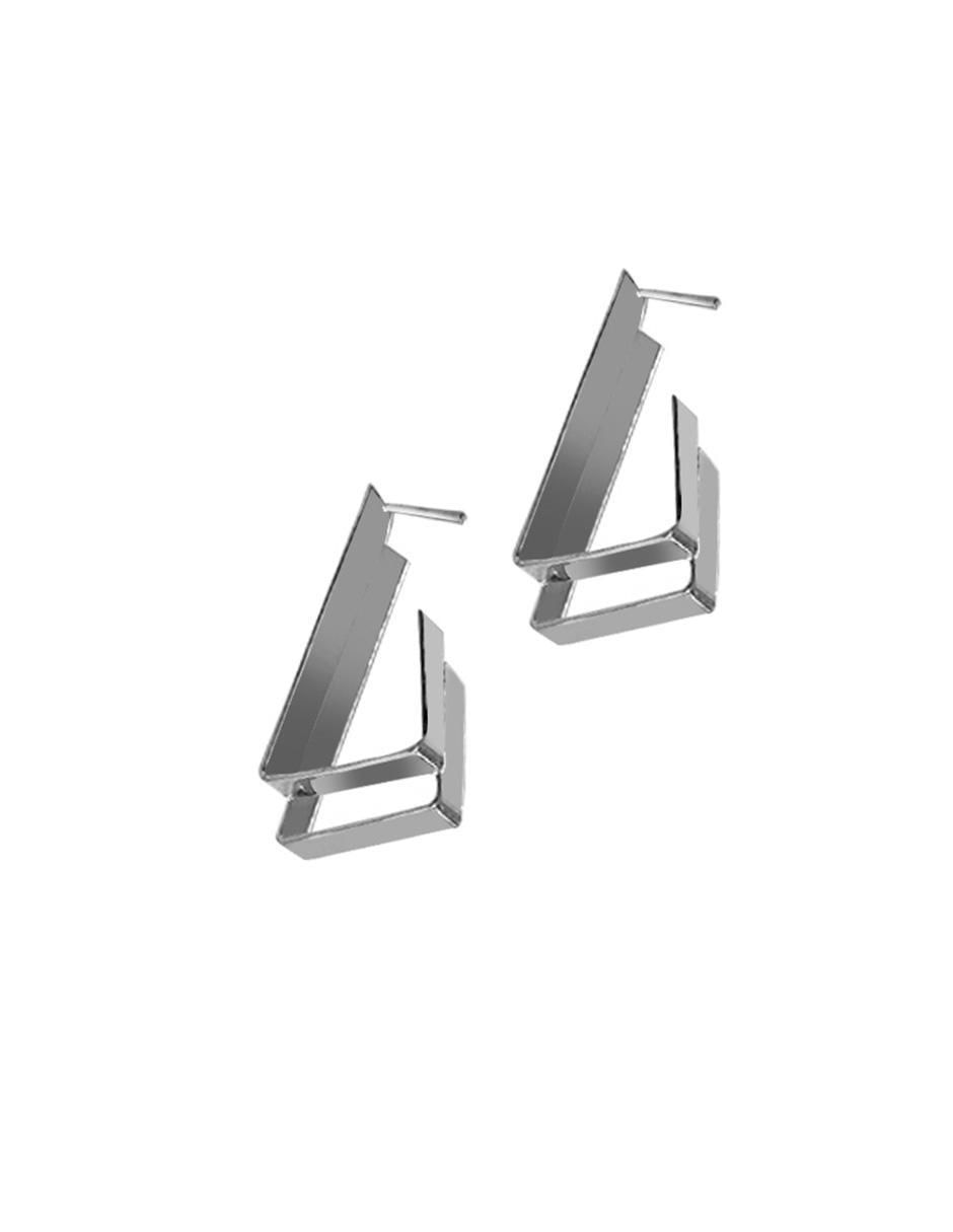 Arracadas triangulares de plata P 925 con acabado brillante 3