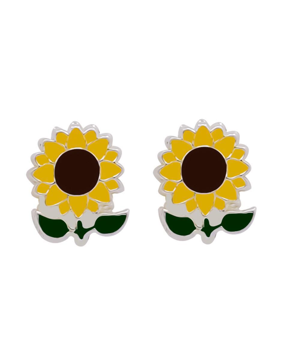 Broqueles de flor de plata P 925 con acabado brillante 1