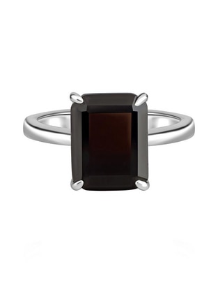 Anillo redondo P 925 de plata ónix mate