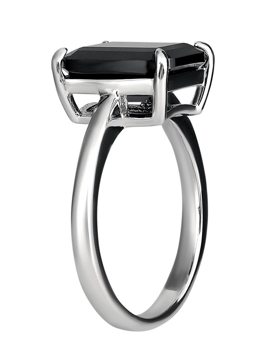 Anillo redondo P 925 de plata ónix mate 4