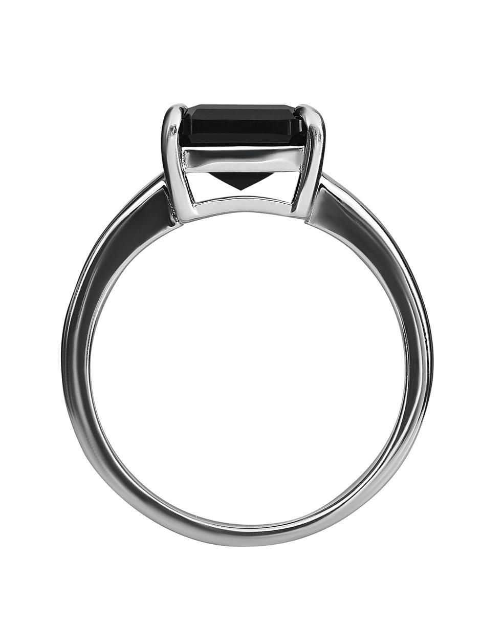Anillo redondo P 925 de plata ónix mate 5