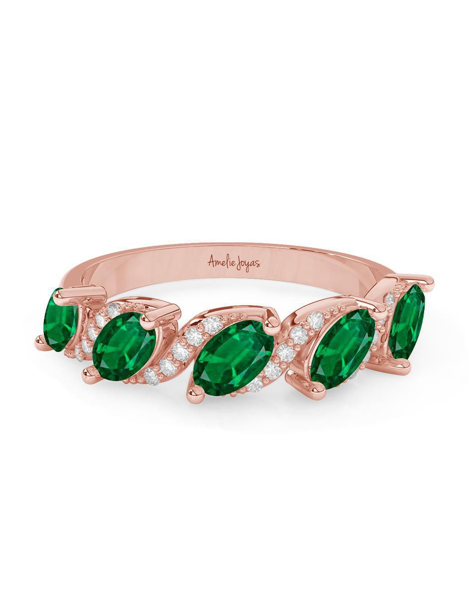 Anillo ovalado 14 k de oro esmeralda pulido Anillo ovalado 14 k de oro esmeralda pulido